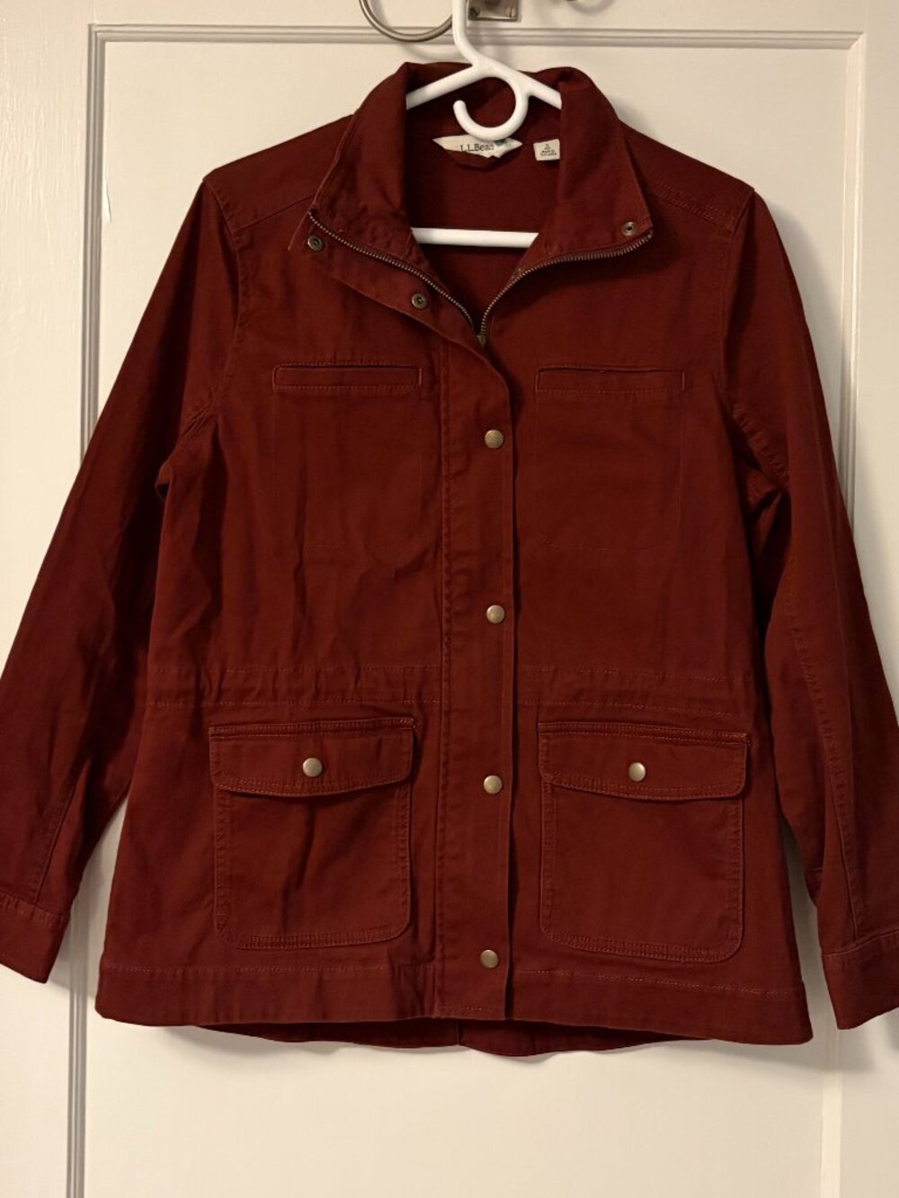 LL Bean classic utility jacket chore coat burgundy size small